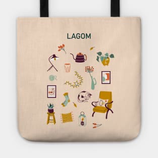 Print with Lagom lettering and cozy home stuff Tote