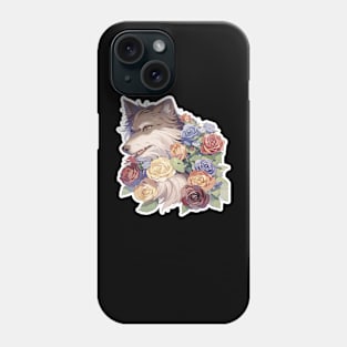 Lone Wolf With Flowers Phone Case