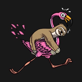 Sloth Riding Flamingo Bird T-Shirt