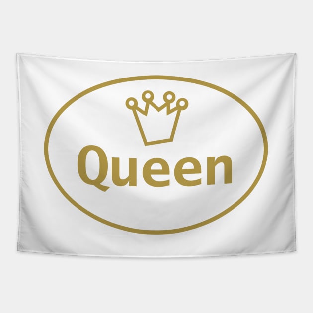 Gold Queen and Crown  Oval Tapestry by ellenhenryart