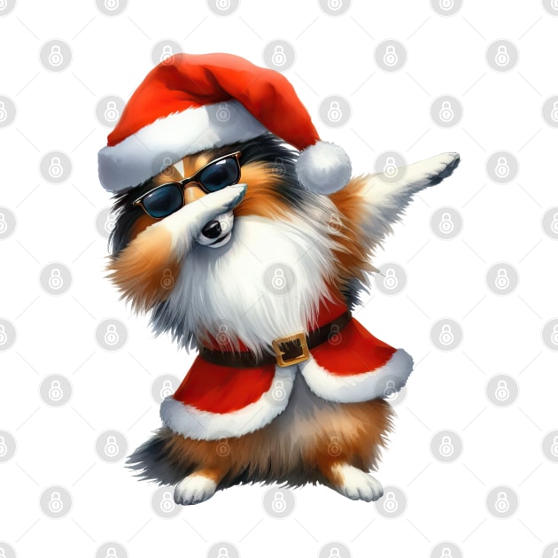 Christmas Shetland Sheepdog Dog Dabbing Dance by Chromatic Fusion Studio