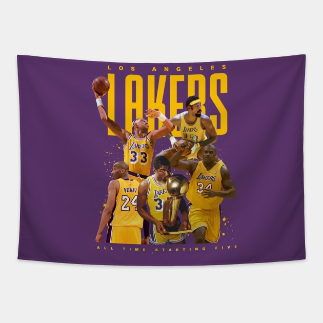 Los Angeles Lakers All Time Starting Five Tapestry by Juantamad