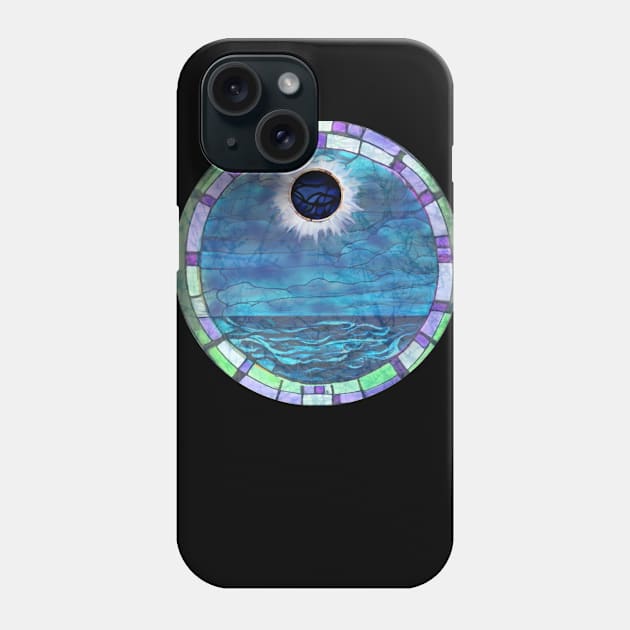 Batik Stain Glass Style Solar Eclipse Sun Moon Totality 2024 Phone Case by Aurora X