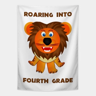 Roaring Into Fourth Grade (Cartoon Lion) Tapestry