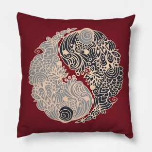 Yin Yang, corals - Dark Red Pillow