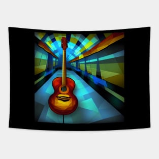 An Acoustic Guitar In A Narrow Room Tapestry