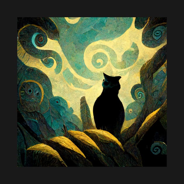 Van Gogh inspired black cat by StoneyPhenix