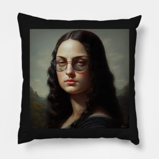 Mona Lisa with Glasses Pillow