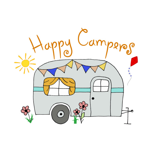 Happy Campers - Vintage Airstream - T-Shirt | TeePublic