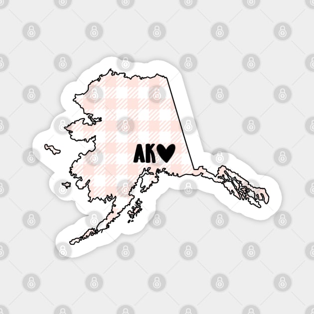 USA States: Alaska (pink plaid) Magnet by LetsOverThinkIt