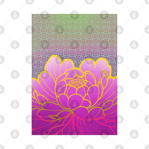 peony flower and sacred geometric pattern by weilertsen