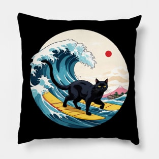 surfing cat Pillow