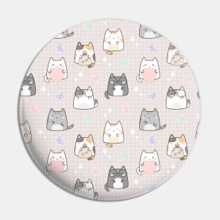 Cute Kawaii Cats with Hearts and Butterflies Pin