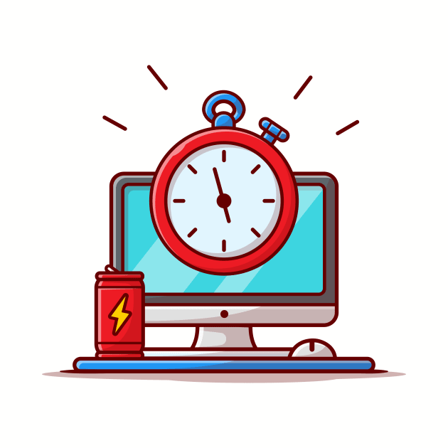 Time Work Cartoon Vector Icon Illustration by Catalyst Labs