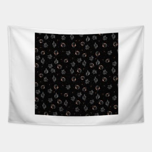 Black witch art nouveau floral crescent moon vintage print Tapestry