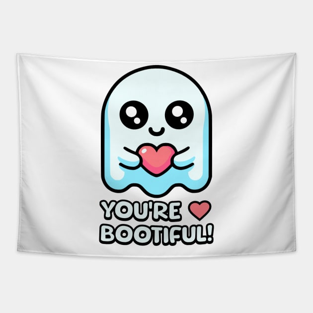 You're Bootiful! Cute Ghost Pun Tapestry by Cute And Punny