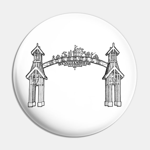 Ocean City Boardwalk Pin by Elizabeth Weglein Art