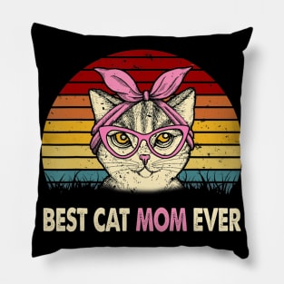 Vintage Best Cat Mom Ever T Shirt Cat Mama Mother Gift Women Pillow