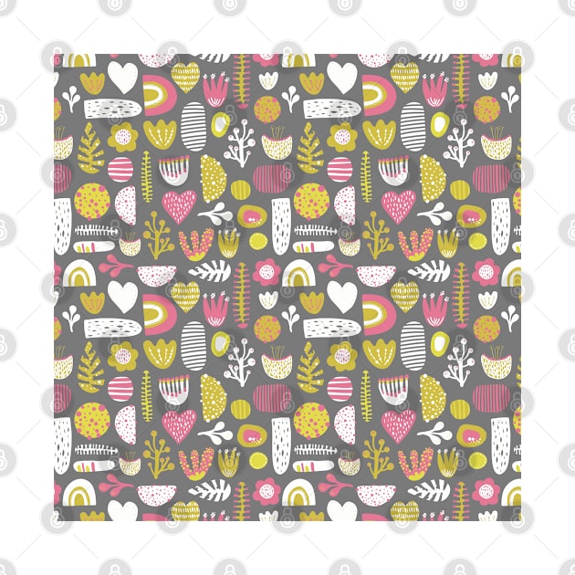 Scandinavian cute abstract shapes, flowers, hearts by Sandra Hutter Designs