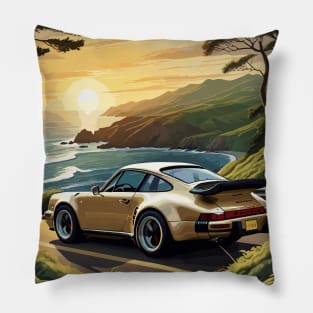 German Classic Car Sea Side Poster Pillow