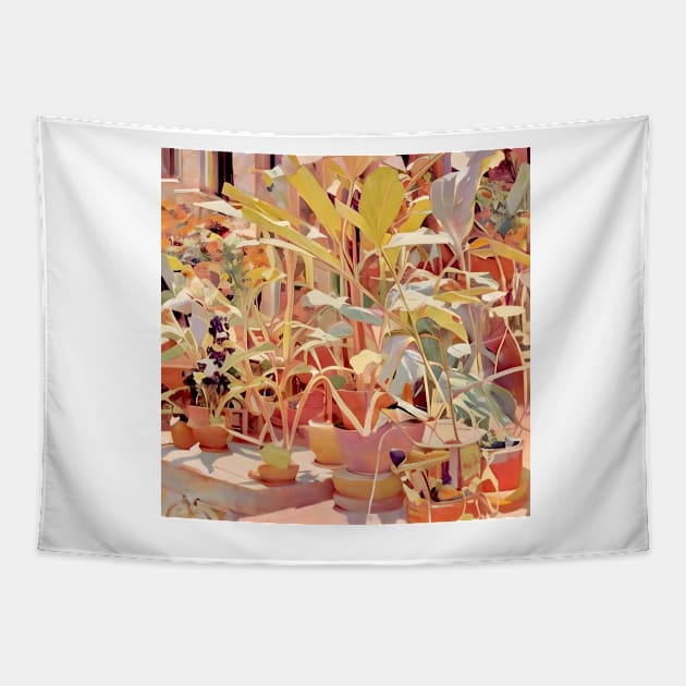 Sunshine on Potted Plants Tapestry by DANAROPER