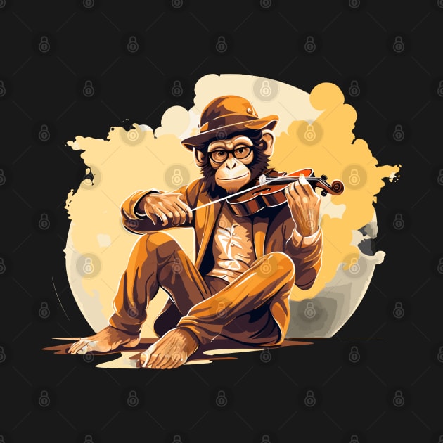 Monkey Playing Violin by Graceful Designs