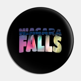 Niagara Falls Night Canada Usa Typography Pin