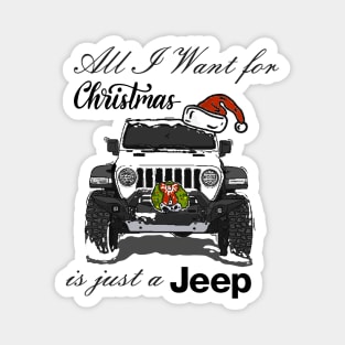 Christmas Jeep White Magnet