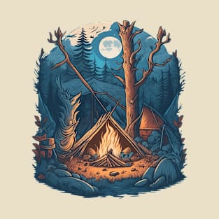 Night Camp in The Forest T-Shirt