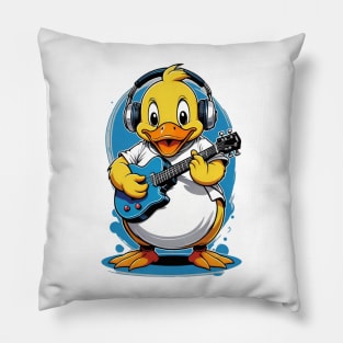 Cute duck singing with guitar Pillow