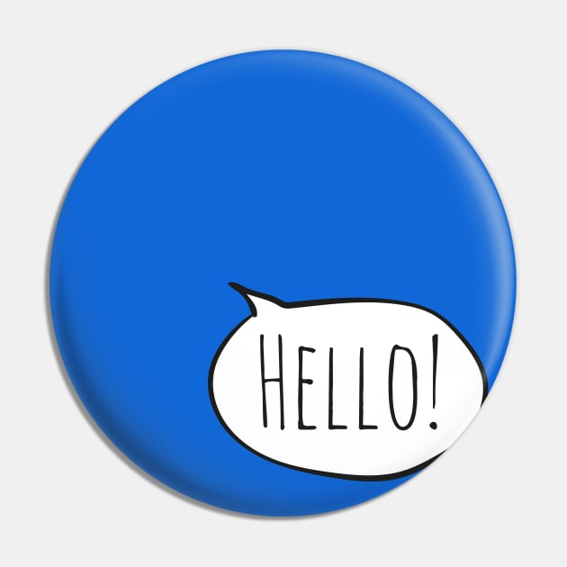 Cheerful HELLO! with white speech bubble on blue Pin by Ofeefee