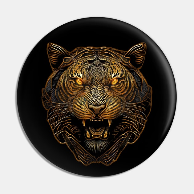 Growling Golden Tiger Pin by Mojitojoe