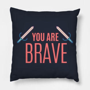 You are Brave Coral Typography Pillow