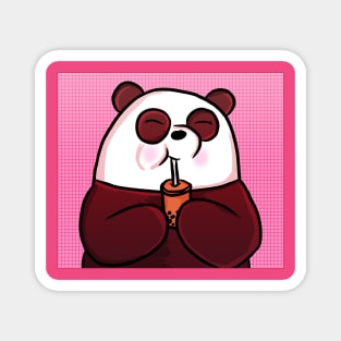 Boba Panda Bear - Pink Background Magnet