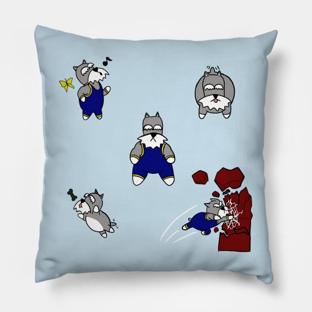 Peril Pup - The Mini Schnauzer Superhero! Pillow by Danger Dog Design