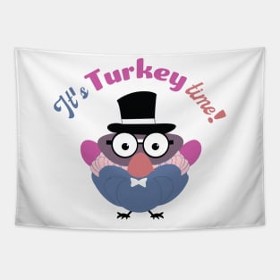 It's Turkey time! | Turkey with Pilgrim Hat | Thanksgiving Tapestry