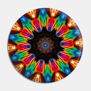 Colorful Kaleidoscopic Pinwheel Design Pin