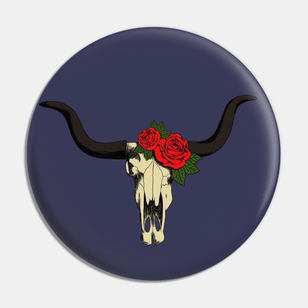 Bull skull with roses Pin by finegoddamnit