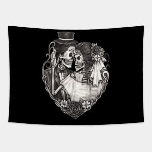 Skeletons loves couple wedding. Tapestry