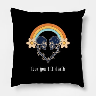 💀💗crazy halloween skull quote design skeleton - love you till deat Pillow
