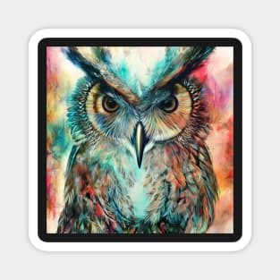 Great Horned Owl Digital Painting Magnet