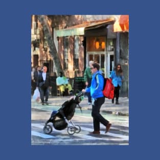 Manhattan NY - Daddy Pushing Stroller Greenwich Village T-Shirt