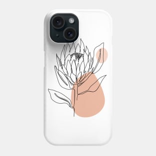 One line protea flower with abstract shapes. Phone Case