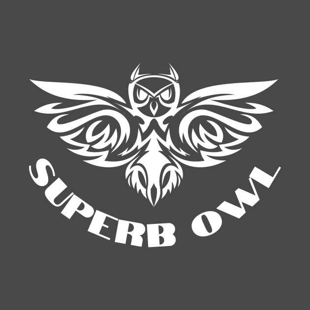 superbowl owl white text and anime cute funny design by phantom