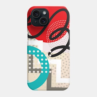 Modern Geometric Pattern Red Black Retro Style. Phone Case