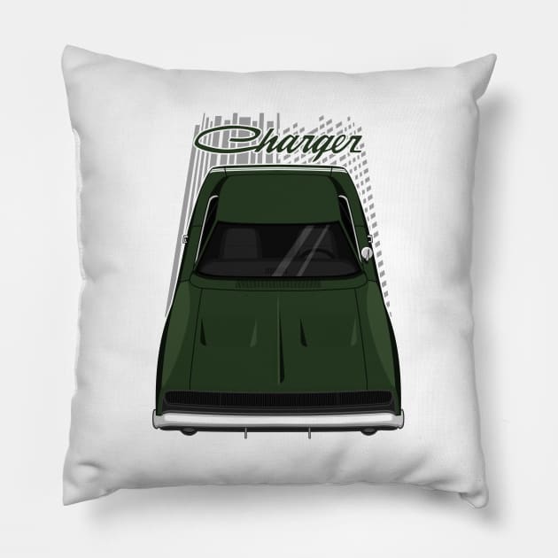 Dodge Charger 1968 - Dark Green Pillow by V8social
