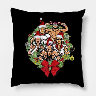 Group Shot Christmas Wreath Illustration Pillow