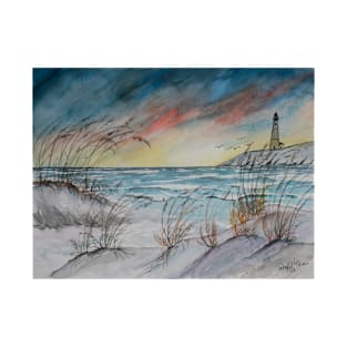 lighthouse beach art print T-Shirt