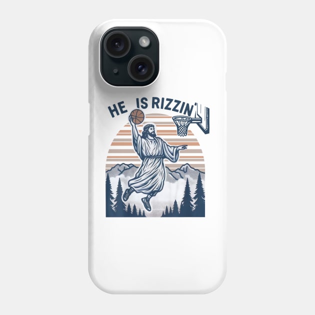 He Is Rizzin Basketball Jesus Retro Easter Christian Phone Case by celestewilliey