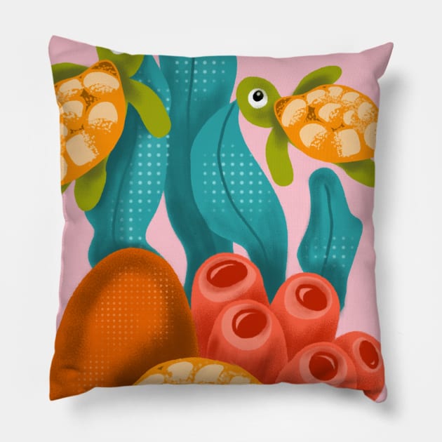 aquatic life Pillow by Apxwr